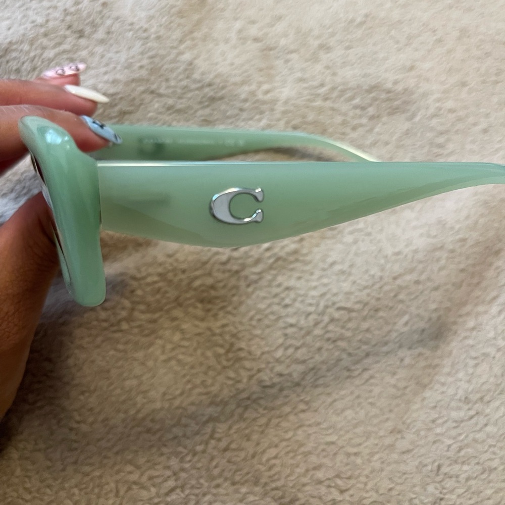 Coach Pillow Tabby Narrow Rectangle Sunglasses in Mint - Picture 7 of 7
